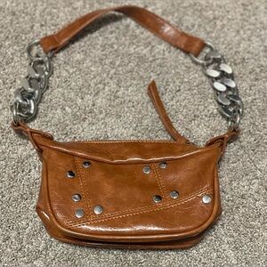 Urban Outfitters Brown Silver Shoulder Bag with Chain Strap